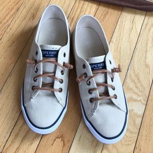 Sperry boat shoes light khaki color